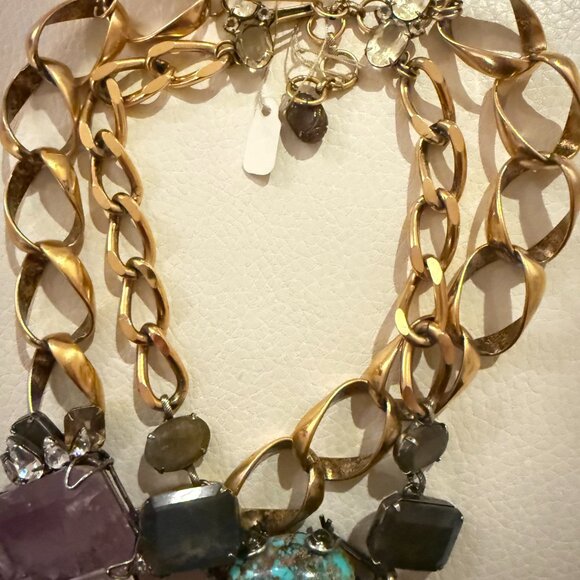 VINTAGE IRADJ MOINI AMETHYST LABRADORITE TURQUOISE NECKLACE BUG BROOCH - Picture 5 of 9